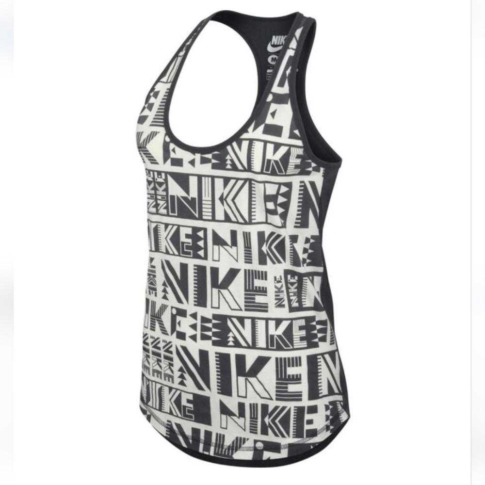 Nike All Over Spell Out Logo Women's Tank Top Size X-Small Black/White